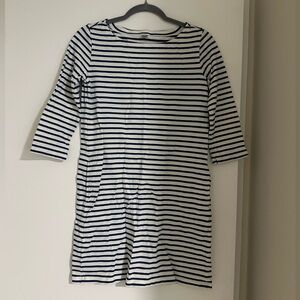 Uniqlo Navy and White Striped Long Sleeve Dress